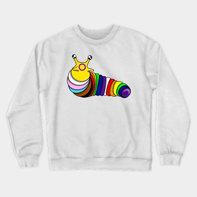 Progress Pride Fidget Slug Crewneck Sweatshirt by SentABearToSpace 